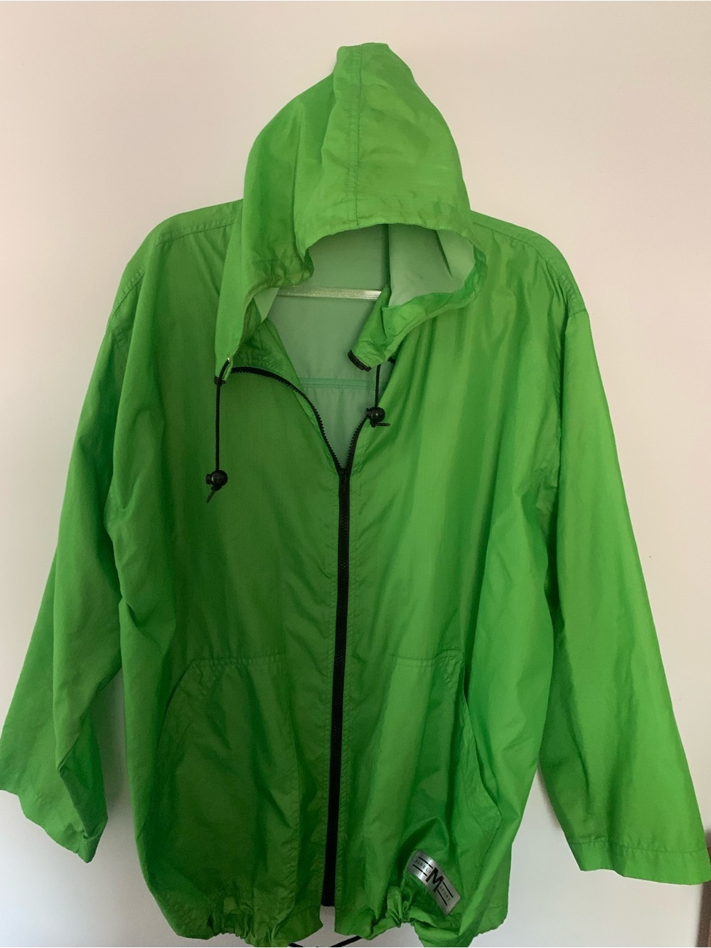 Green Hooded Packable Windbreaker Jacket